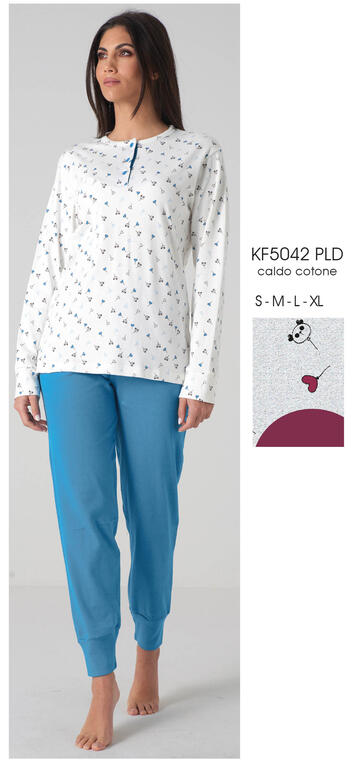 ART. KF5042 PLD- pigiama donna m/l interlock kf5042 pld - Fratelli Parenti